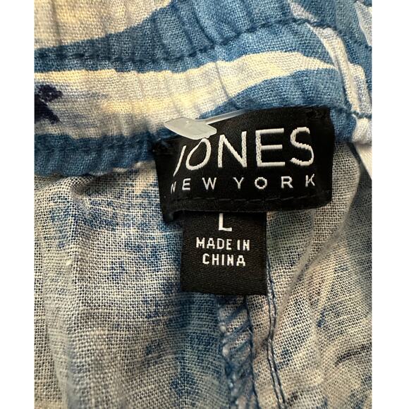 Jones New York Palm Print Linen Blend Cropped Pants – Blue | Women’s Sz L NWOT - Picture 6 of 9